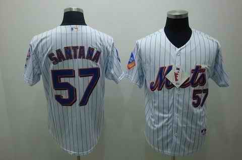 Mets 57 santana white(blue strip) Jerseys