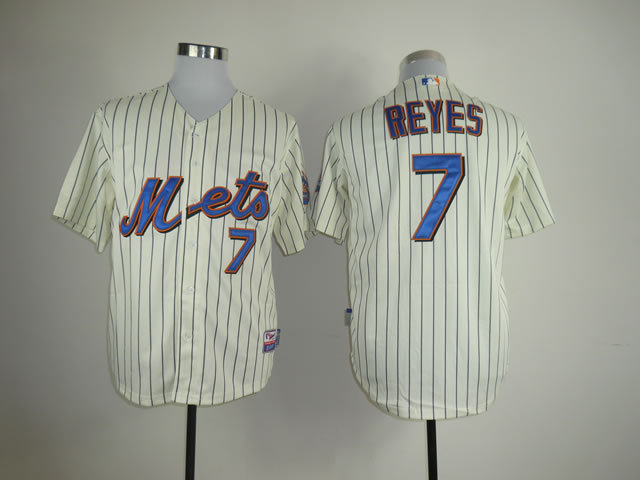 Mets 7 Reyes Cream(Black Stripe) Jerseys
