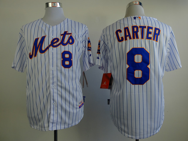 Mets 8 Carter White Cool Base Jerseys