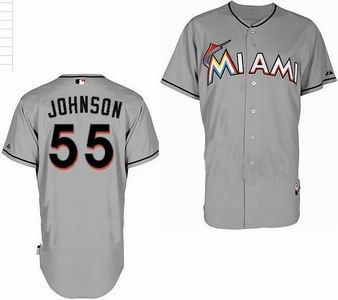 Miami Marlins 55 Johnson grey Jerseys