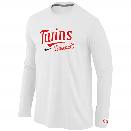 Minnesota Twins Long Sleeve T Shirt White - Click Image to Close