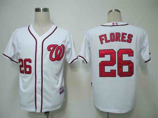 Nationals 26 Flores white Jerseys