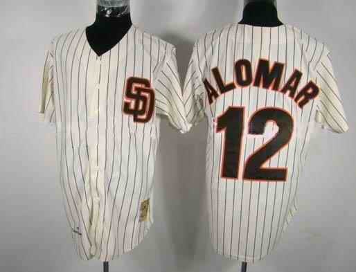 Padres 12 Alomar white strip Jerseys Padres 12 Alomar white strip Jerseys