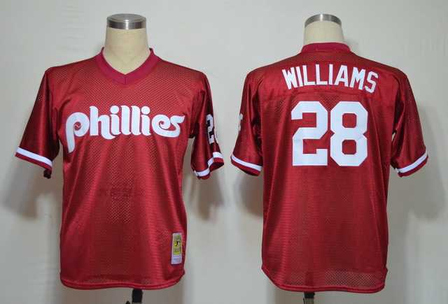 Philadelphia Phillies 28 Mitch Williams Red M&N 1991 Jerseys