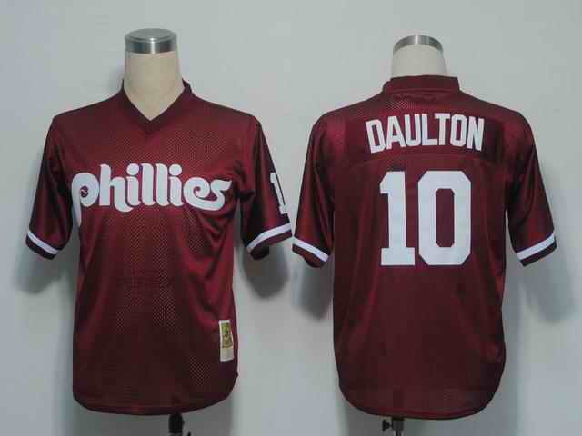 Phillies 10 Daulton red 1991 m&n Jerseys