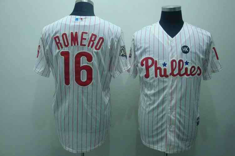 Phillies 16 Romero white strip Jerseys