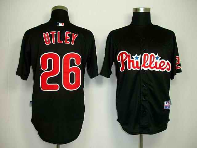 Phillies 26 Utley black Jerseys - Click Image to Close