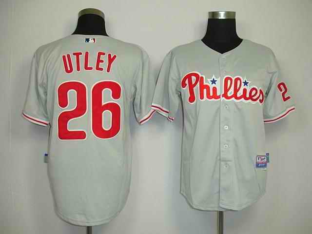 Phillies 26 Utley grey Jerseys