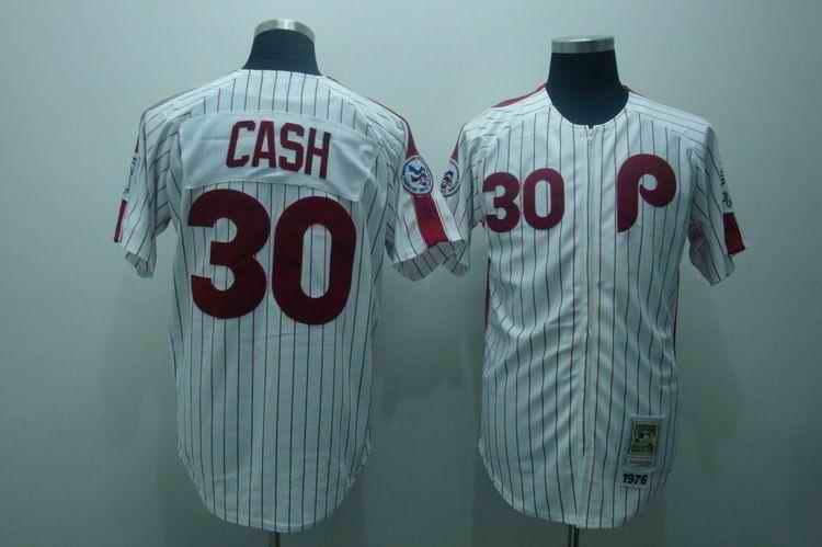 Phillies 30 Cash white m&n Jerseys