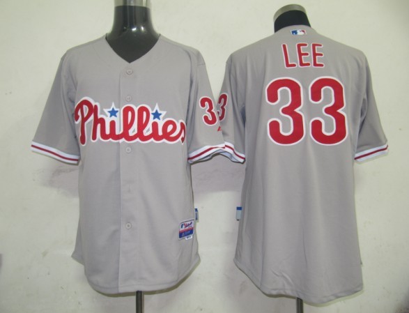 Phillies 33 Lee Grey Cool Base Jerseys