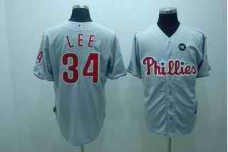 Phillies 34 Cliff Lee grey Jerseys - Click Image to Close