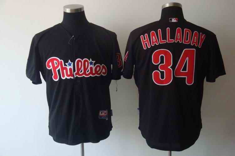 Phillies 34 Halladay black Jerseys