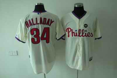 Phillies 34 Halladay cream Jerseys