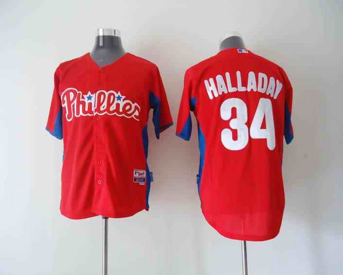 Phillies 34 Halladay red 2011 new Jerseys - Click Image to Close