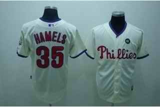 Phillies 35 Cole Hamels cream Jerseys