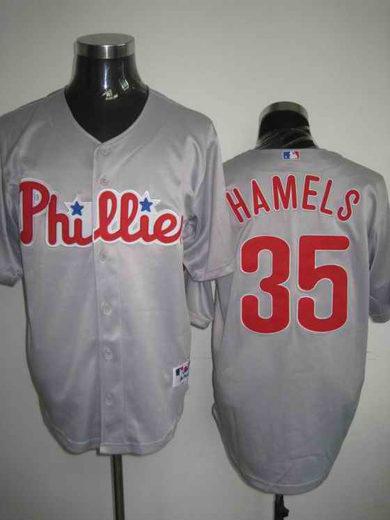 Phillies 35 Hamels grey Jerseys