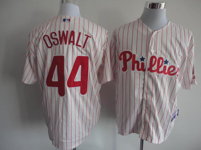 Phillies 44 Oswalt white red strip Jerseys