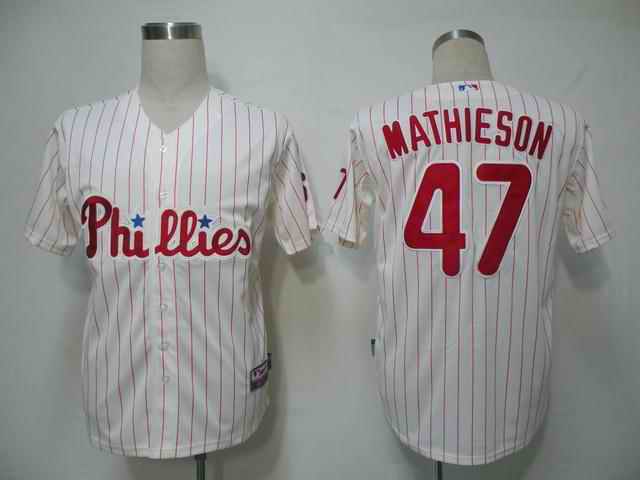 Phillies 47 Mathieson white strip Jerseys