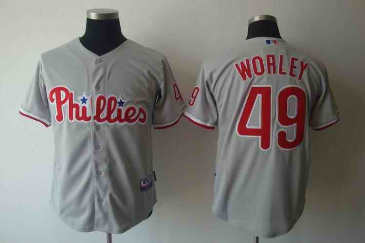 Phillies 49 Worley grey Jerseys
