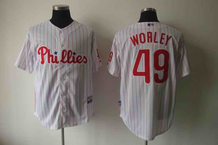 Phillies 49 Worley white Jerseys
