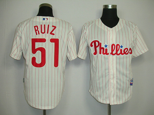 Phillies 51 Ruiz Cream red Stripe Jerseys
