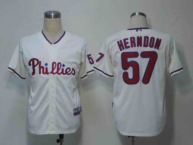 Phillies 57 Herndon cream Jerseys