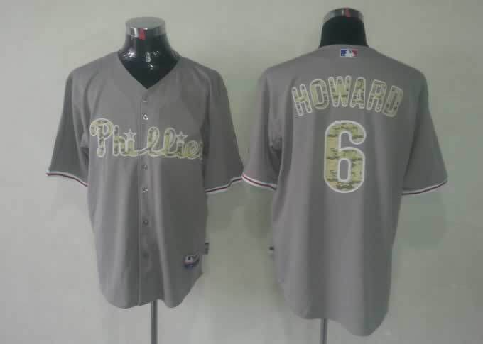 Phillies 6 Howard Grey camo number Jerseys