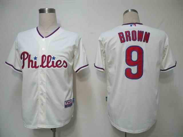 Phillies 9 Brown cream Jerseys