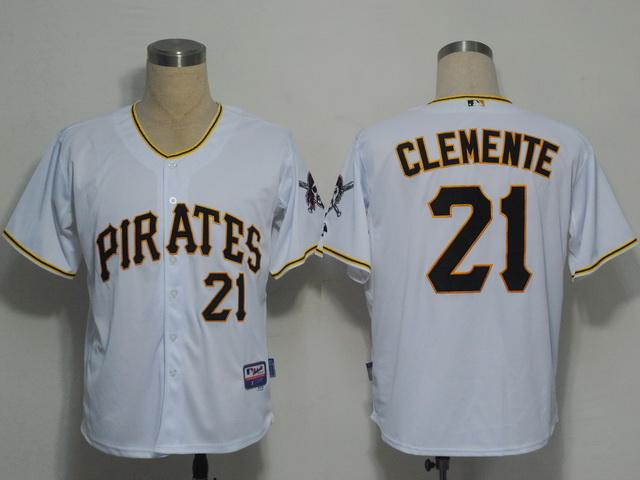 Pirates 21 Clemente white Cool Base Jerseys