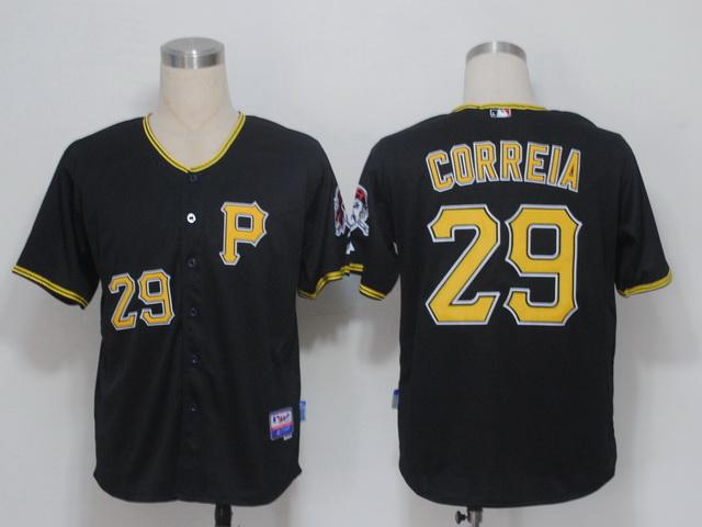 Pirates 29 Correia black Jerseys