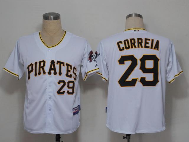 Pirates 29 Correia white Jerseys