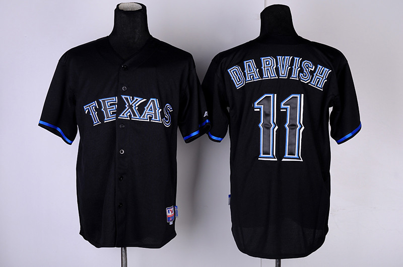 Rangers 11 Darvish black fashion Jerseys