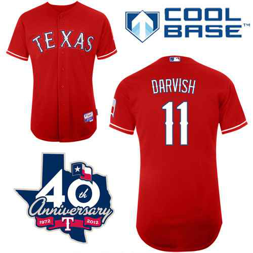 Rangers 11 Darvish red 40th Jerseys