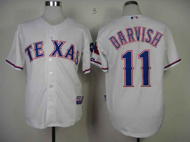 Rangers 11 Darvish white Jerseys - Click Image to Close