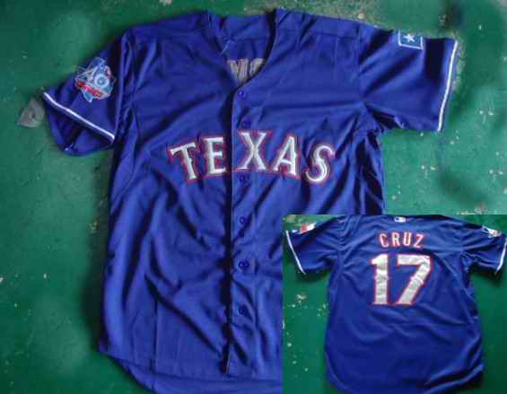 Rangers 17 CRUZ Blue 40th Jerseys Rangers 17 CRUZ Blue 40th Jerseys