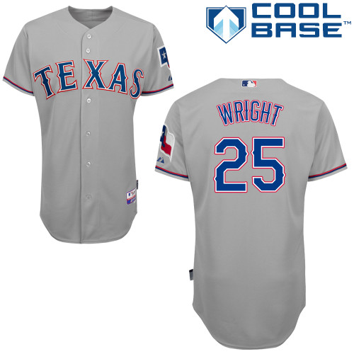 Rangers 25 Wright Grey Cool Base Jerseys