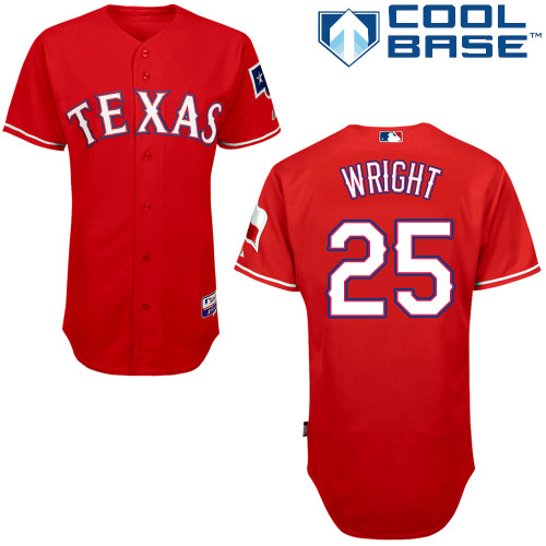Rangers 25 Wright Red Cool Base Jerseys
