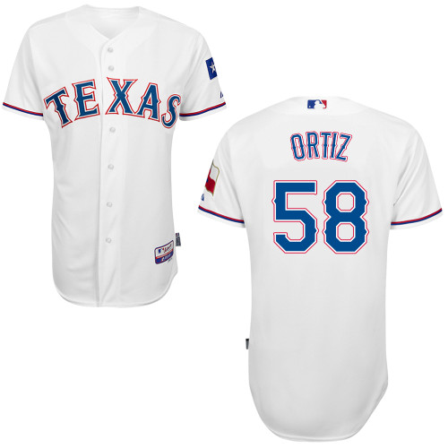 Rangers 58 Ortiz White Cool Base Jerseys