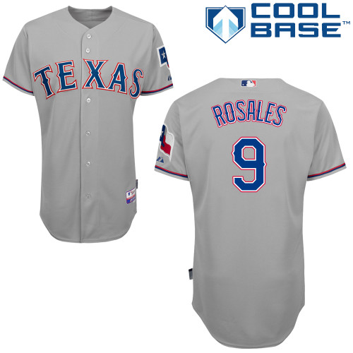 Rangers 9 Rosales Grey Cool Base Jerseys