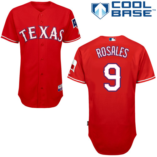 Rangers 9 Rosales Red Cool Base Jerseys