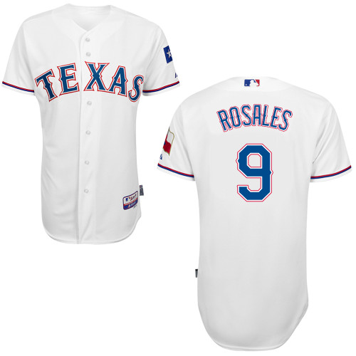 Rangers 9 Rosales White Cool Base Jerseys