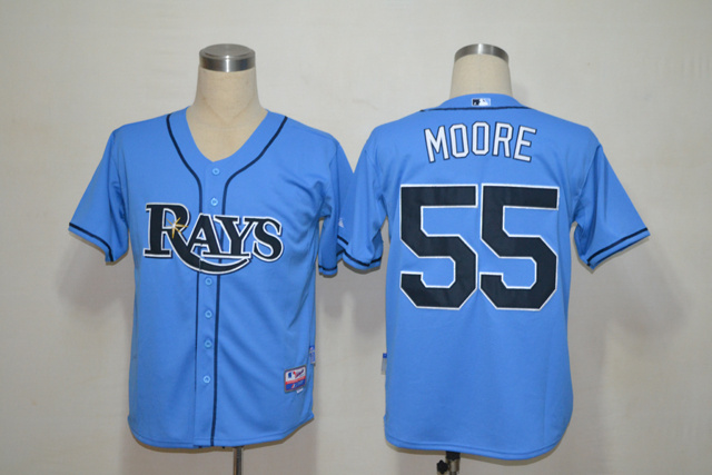 Rays 55 Moore light Blue Jerseys