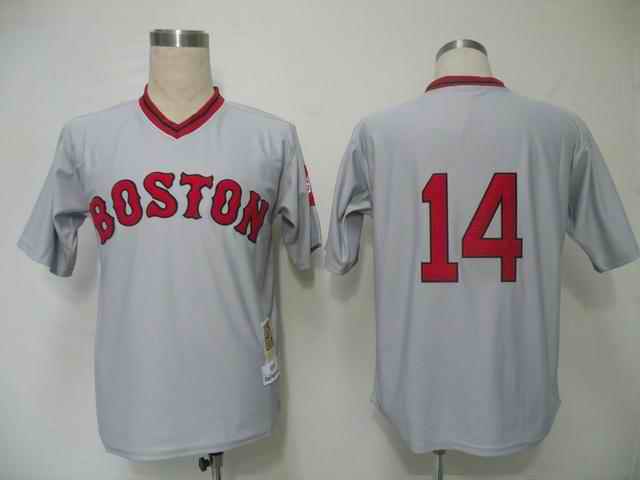 Red Sox 14 Rice Grey M&N Jerseys