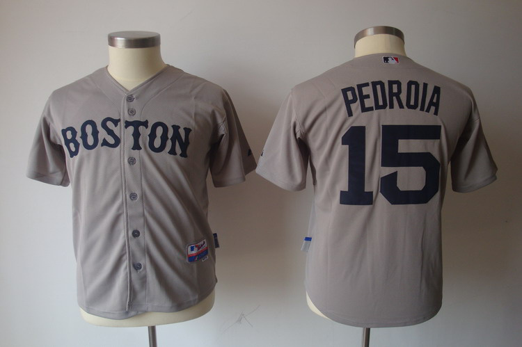 Red Sox 15 Pedroia Grey Jerseys
