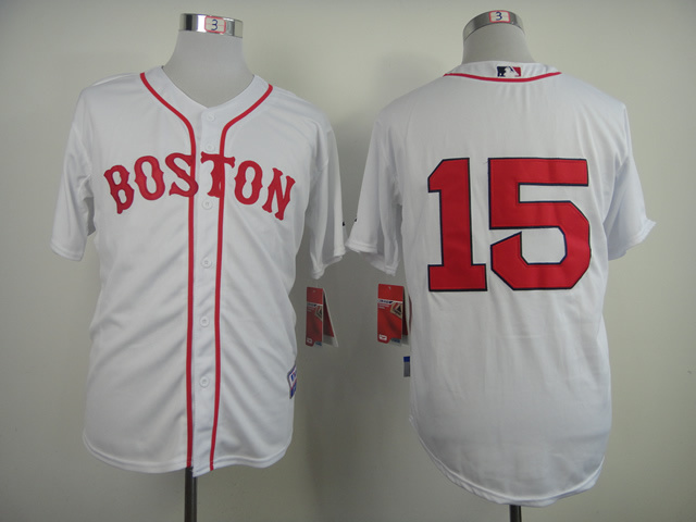 Red Sox 15 Pedroia White Jerseys - Click Image to Close