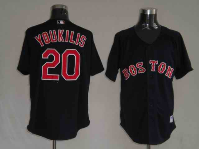 Red Sox 20 Youkilis Black Jerseys