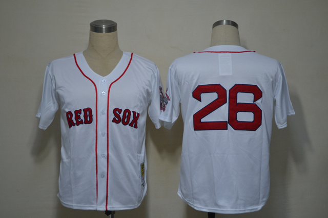 Red Sox 26 Wade Boggs White Jerseys