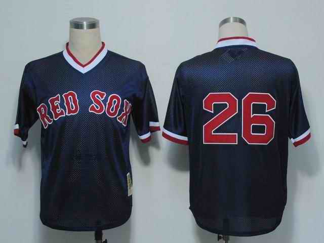 Red Sox 26 Wade Boggs blue m&n Jerseys