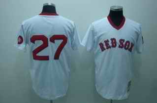 Red Sox 27 Carlton Fisk White Throwback Jerseys
