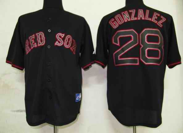 Red Sox 28 Gonzalez Black Fashion jerseys